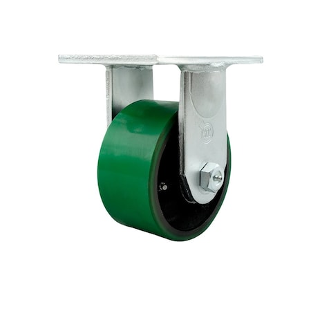 Service Caster 6'' Extra Heavy Duty Green Poly on Cast Iron Wheel Rigid Top Plate Caster CRAN-SCC-KP92R630-PUR-GB